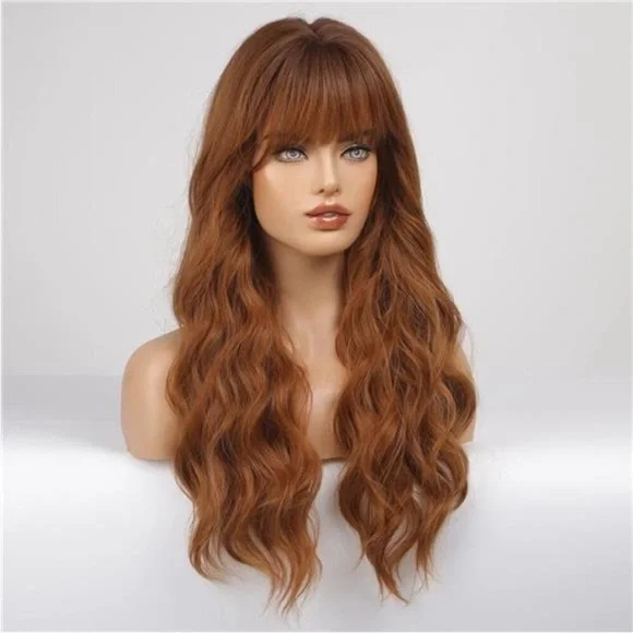 Wig with Bangs for Women, Ombre Auburn